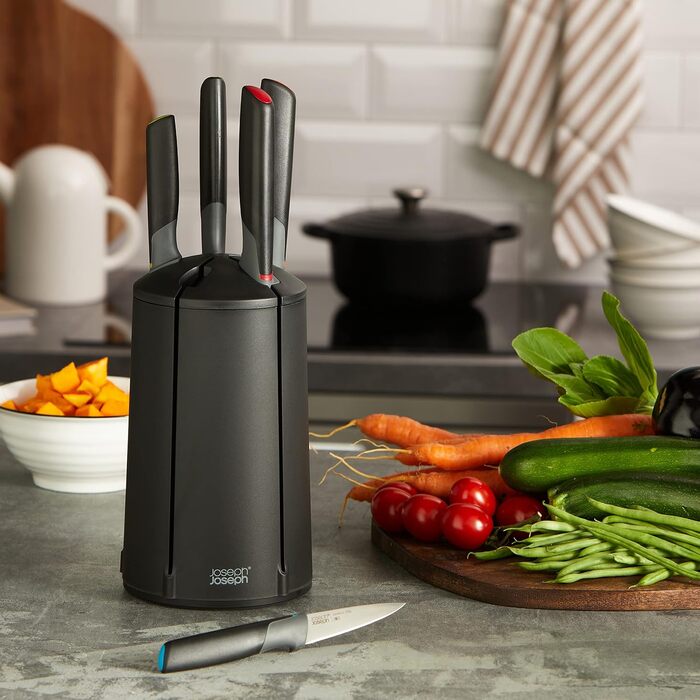 Набір ножів Joseph Joseph Elevate, 5 штук, поворотний, з японської сталі, чорний, багатобарвний