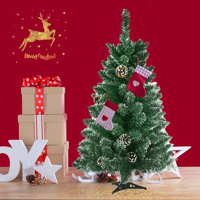 Штучна Різдвяна ялинка з соснової хвої (90 см, зелений ПВХ з ефектом снігу)