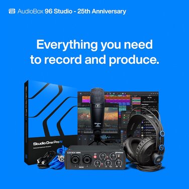 PreSonus AudioBox 96: USB аудіоінтерфейс для запису, стрімінгу та подкастингу (з Studio One Artist, Ableton Live Lite) - Чорний