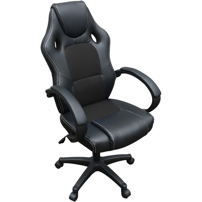 Офісне крісло Panana, настільне крісло з поліуретанової шкіри сітки, ігрове крісло з високою спинкою, поворотні комп'ютерні крісла з регулюванням висоти (чорний)