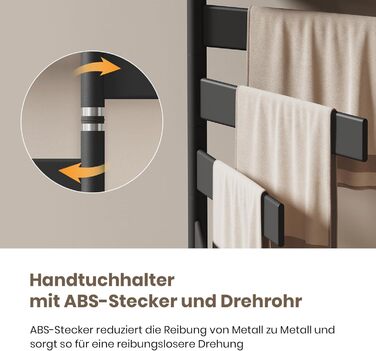 Електричний сушильник для рушників EMKE 180° з полицею, Wifi, 120W, 760x450 мм, чорний