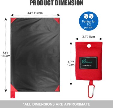 Ковдра для пікніка компактна Odoland 110 x 160 см