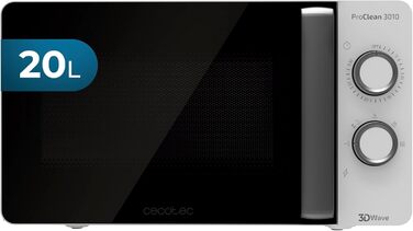 Мікрохвильова піч ProClean 3010, 20 літрів, покриття Ready2Clean, 700 Вт, 6 функцій, таймер 30 хв, режим розморожування, білий колір