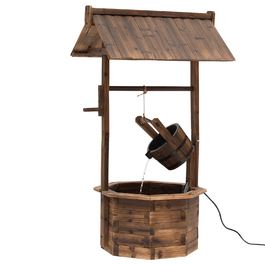 Ексклюзивний фонтан для саду, декоративний фонтан, каскадний фонтан, регульований водоспад, виготовлений з масивного дерева, колір - коричневий, розміри: 68 x 57 x 118 см