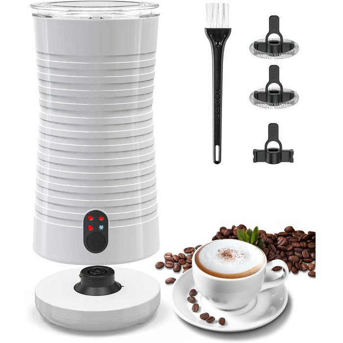 Електричний спінювач молока Morpilot 6-в-1: для лате, капучино, гарячого шоколаду, 130-500 мл, 600 Вт, антипригарне покриття, нержавіюча сталь, бежевий