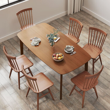 Стіл обідній, стиль кантрі, лакована поверхня, дерево, 150 x 80 см, коричневий