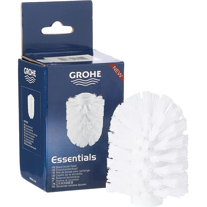 Аксесуари GROHE Essentials Ванна (унітаз 3 в 1, матеріал скло/метал) хром, 40407001, кругла, біла & Essentials Аксесуари Змінна насадка-щітка біла 40791001 кругла насадка 3-в-1 зі змінною насадкою-щіткою біла