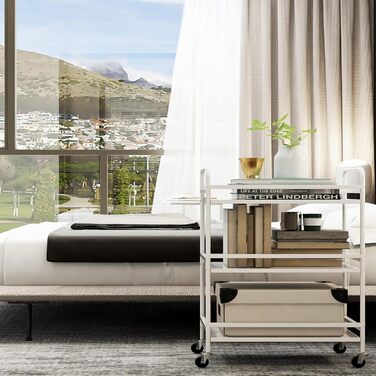 Металевий сервісний візок HDANI з 3 ярусами, на колесах, 48x30x75 см, для кухні, вітальні, бару, ванної кімнати