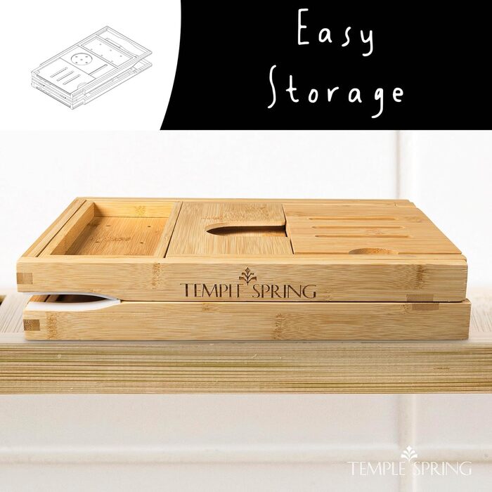 Підставка для ванни Temple Spring: дерев'яна, складана, бамбукова - аксесуари для ванної кімнати