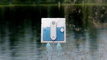 Робот для миття вікон Hutt з пультом дистанційного керування | 2-фазне розпилення та сила всмоктування 3800Pa | 80 мл бак, розпізнавання країв | Для скла, плитки, дзеркал (4 серветки для миття, мотузка безпеки в комплекті)