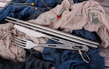 Набір туристичного посуду iBasingo Titan 3 шт. (вилка, ложка, ніж) - нержавіюча сталь, легкий, для кемпінгу, пікніка, риболовлі, туризму