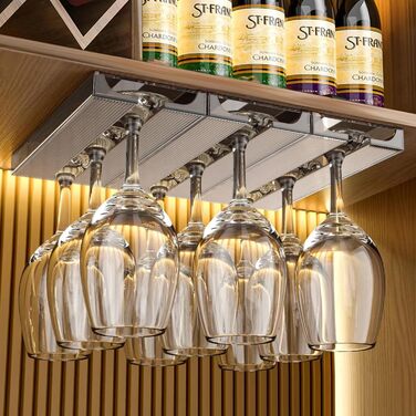 Тримач для келихів DESONAUT під шафу, сірий, 4 шт. - органайзер для келихів та окулярів