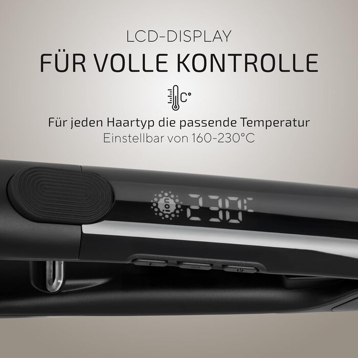 Праска для волосся Glätteisen – Тест-переможець 2025, 100 днів на тест, LCD-дисплей, швидке нагрівання (20 сек) для блискучого та гладкого волосся