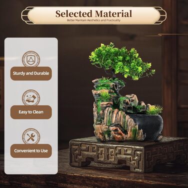 Фонтан для дому | Фонтан-водоспад | Декоративний фонтан для вітальні та офісу | З насосом | 19 x 13 x 28.5 см