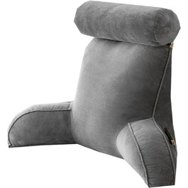 Зручне дихаюче крісло для читання з підтримкою спини, однотонне, знімний підголівник, можна прати, м'яке спижнє крісло (Сірий, 85 x 60 см)