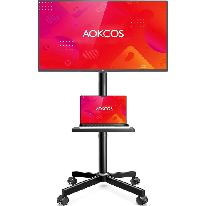 Підставка для телевізора на колесах для 32-65 дюймів, чорна, до 40 кг, VESA 400x400 мм