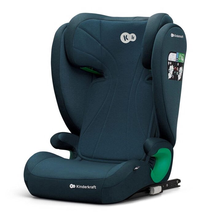 Дитяче автокрісло kk Kinderkraft JUNIOR FIX2 I-SIZE 15-36кг, з Isofix, група 2/3, 100-150 см, регульована спинка, підголівник, спеціальні системи безпеки, зручне перенесення, 6,3 кг (Blue1, JUNIOR FIX I-SIZE, Single)