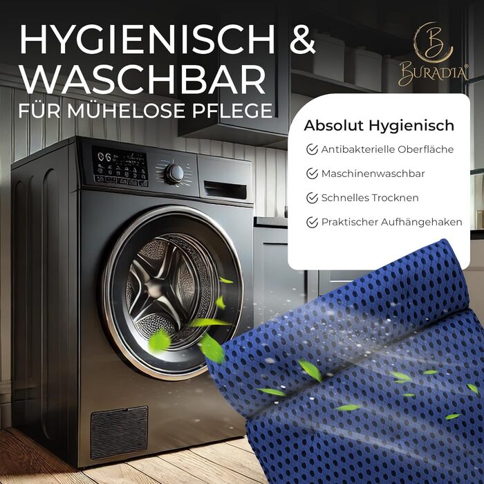 Подушка для ванни з сіткою для прання - Максимальний комфорт та розслаблення з новітньою технологією Air Mesh - Подушка для ванни з 7 міцними присосками - Підтримка шиї/голови (Темно-синій)