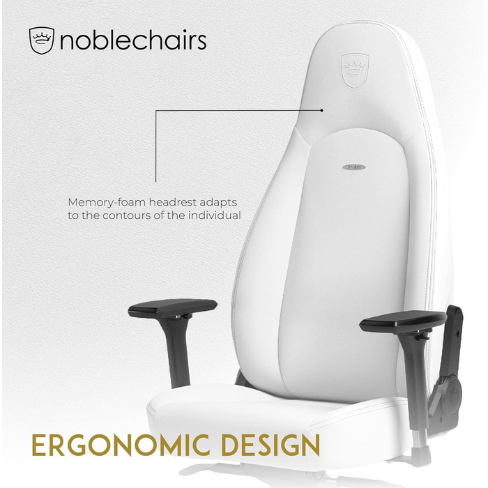 Noblechairs ICON Cognac/Schwarz: Ігровий крісло Noblechairs з підлокітниками, до 150 кг, ергономічний офісний крісло з підлокітниками, штучна шкіра, з подушкою