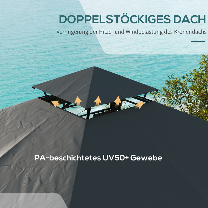 Намет для вечірок та саду, 3 x 3 x 2 метри, темно-сірий