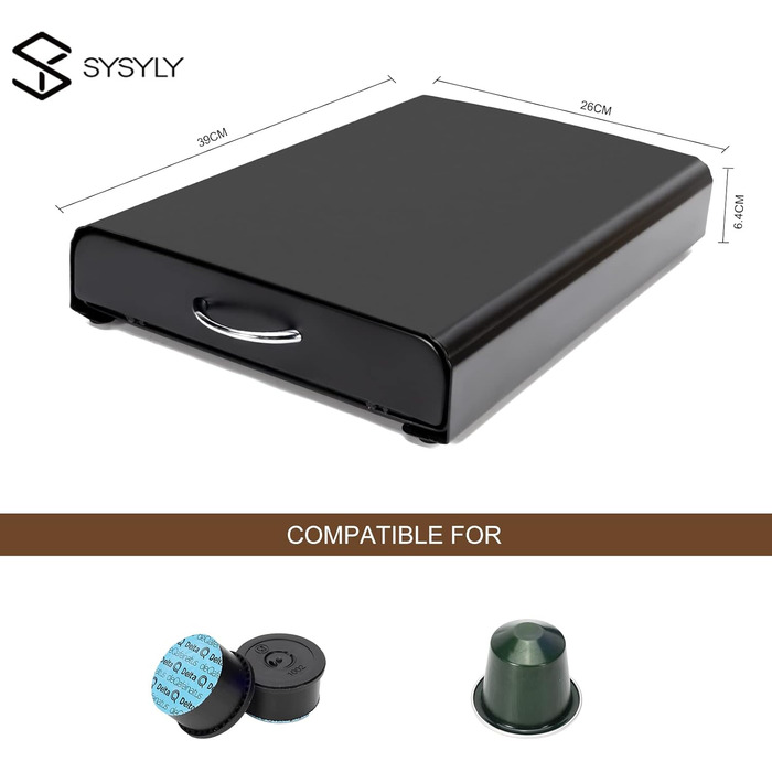 Організатор для капсул Nespresso, металевий, чорний, на 60 штук