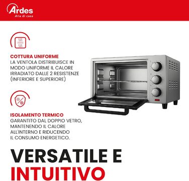 Електричний міні-пекар ARDES Magnus AR6226S, 25 літрів, сріблястий, з аксесуарами