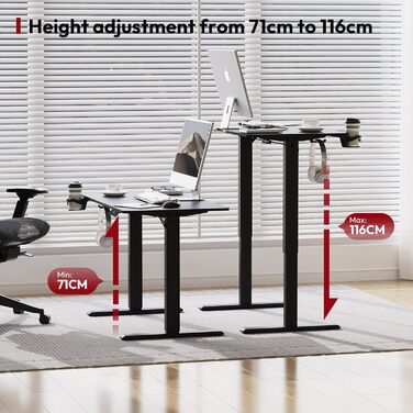 Електричний регульований стіл Sanodesk 110x60 см з пам'яттю, чорний | Ергономічний стіл для комп'ютера