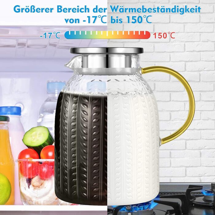 Скляна карафа Aofmee 2 літри з кришкою: для води, соку, айс-ті, преміум якість