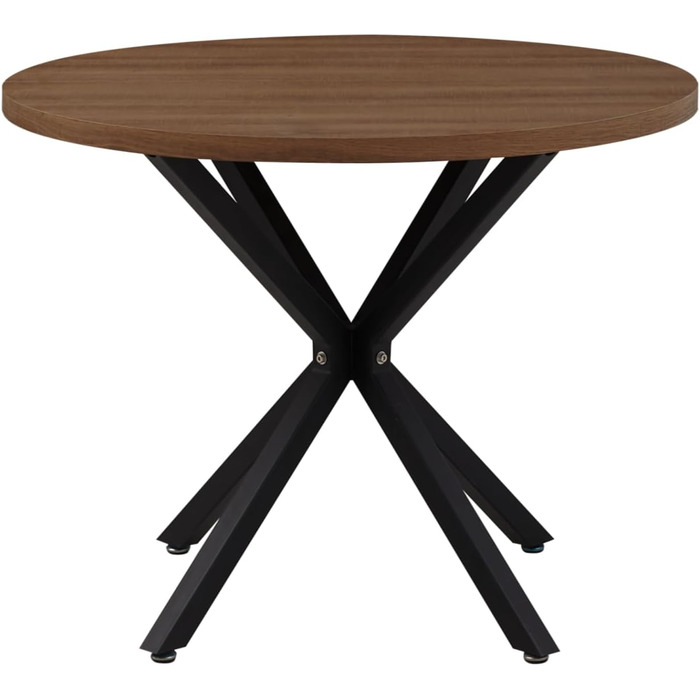 Набір обіднього столу та стільців GrandCA HOME: круглий стіл 100 см та 4 сучасні стільці з льону, для вітальні, кухні, їдальні, темно-сірий