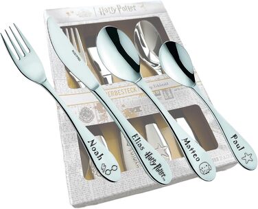 Набір дитячого столового прибору Кіндербестек Гаррі Поттер з гравіюванням - персоналізований столовий прилад з іменем або датою, бренд GEDA LABELS