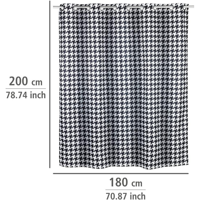 Шторка для душу проти цвілі Текстильна шторка з ефектом проти цвілі, великі інтегровані кільця для кріплення до душової штанги, можна мити, водовідштовхувальна, 180 x 200 см (Мода)