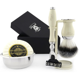 Преміальний набір для гоління Подарунок для чоловіків (трикутний картридж, бритва, щітка, миска, підставка) Фірмова коробка