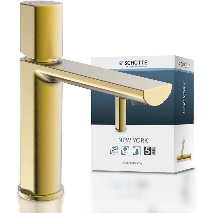 Змішувач для ванної кімнати Schütte Boston, однорідний змішувач для умивальника з горішнім підключенням, золото, для ванної кімнати