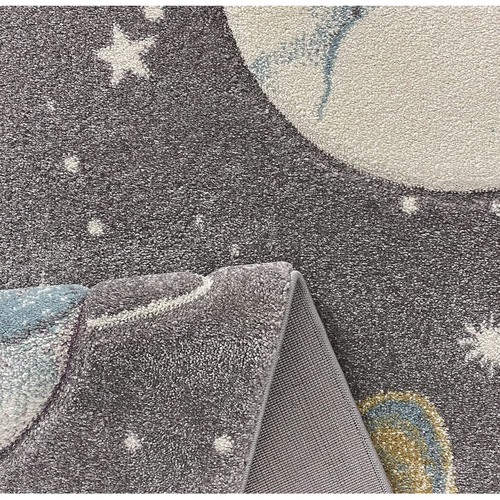 Дитячий килим the carpet Monde Kids дитячий килим, Дитяча кімната, М'який ворс, не вимагає особливого догляду, не забарвлюється, Килимок для ігор, Планета, космос, Космос, Сірий, (160 х 230 см, космічний сірий)