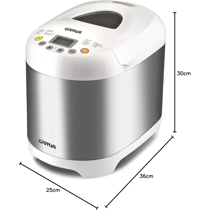 Хлібопечка G3 Ferrari Pagnotta, 550 Вт, нержавіюча сталь, 19 програм, срібно-білий колір
