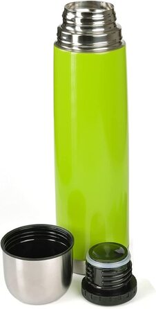 Термос GRWE, нержавіюча сталь, 1 л термос з вакуумною ізоляцією, з поворотною кришкою і стаканчиком для пиття, герметичний-зелений