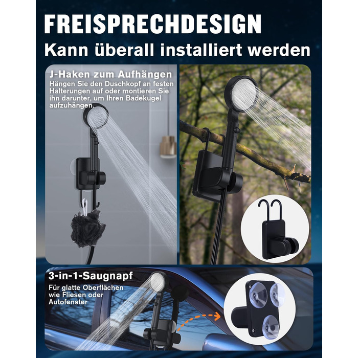 Портативна душова кабіна для кемпінгу з акумулятором 10000mAh та 20л баком, комплект для відпочинку на природі, саду, автомийки та тварин