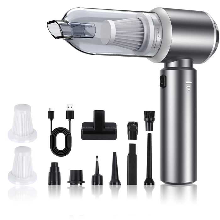 Акумуляторний ручний пилосос для автомобіля та дому, бездротовий портативний міні-пилосос 25000Па для прибирання шерсті тварин, офісу та кухні