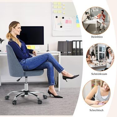 Офісний стілець Refined Living без підлокітників, комп'ютерний стілець на роликах, ергономічний, до 113 кг (Блакитний)