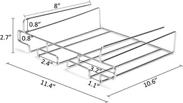 Підставка для склянок BAFVT – 2-ярусна, з нержавіючої сталі, для кріплення під шафку, органайзер для склянок (срібляста)