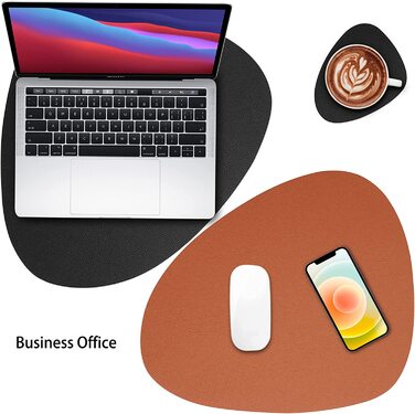 Набори серветок Myir JUN: шкіряні та з екошкіри, миючі, круглі, двосторонні, з антиковзаючим покриттям (6 шт., чорний/коричневий)