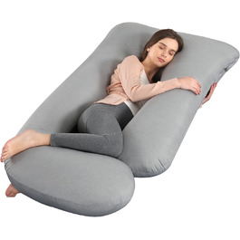 Подушка для вагітних GKXLH - J-подібна подушка для підтримки спини, живота та стегон. Знімна, дихаюча, колір: сірий
