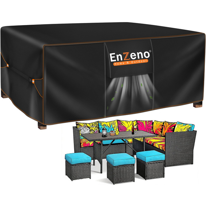 Чохол для садово-патіо меблів Enzeno, 242x182x100 см, водовідштовхуючий, 420D Oxford, захист від зими, для саду та тераси