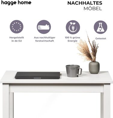Стол журнальний/письмовий Hagge Home скандинавський, білий, 75x38x75 см