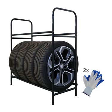 PROREGAL Стеллаж для шин CARRERO 106x106x46 см, на 8 шин (2 рівня), чорний. Стеллаж для автосервісу, складу, підвалу