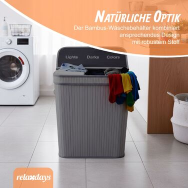 Кошик для білизни Relaxdays з бамбука з 2 відділеннями