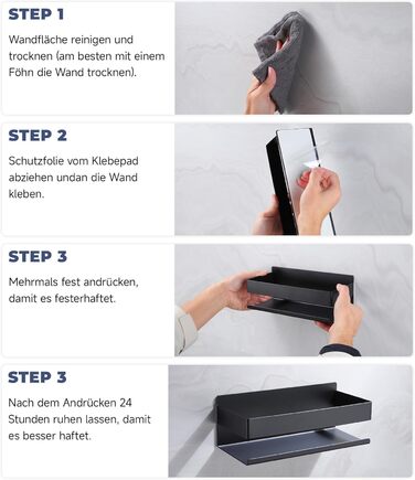 Полиця для душу без свердління - 2 шт. з нержавіючої сталі, органайзер для ванної кімнати, тримач для шампуню без свердління, 2 шт., чорний