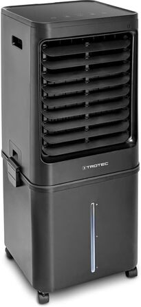 Мобільний повітроохолоджувач TROTEC Aircooler PAE 80, повітроохолоджувач 4-в-1, зволожувач повітря, очищувач і вентилятор, бак, продуктивність випаровування 2,8 л/год, 4 швидкості вентилятора, таймер, нічний режим (40 л, чорний)