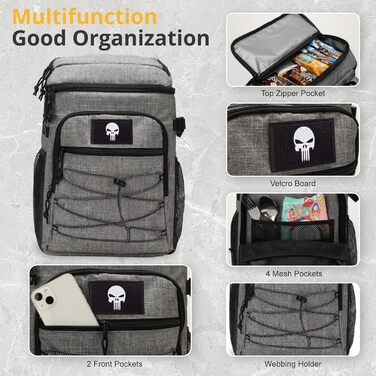 Тактичний рюкзак-холодильник 25L, вологостійкий та міцний, великий ланч-рюкзак, водонепроникний, для чоловіків, жінок, роботи, подорожей, кемпінгу, пляжу та походів (сірий)