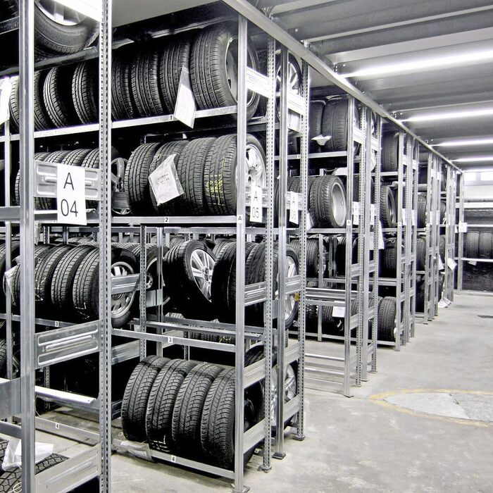 Регулятор для шин PROREGAL | Поличкова стійка | 200x100x40 см | 3 рівня | Макс. навантаження 150 кг | Оцинкована сталь | Стійка для шин у гараж